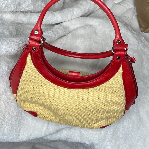 Vintage 90’s Franco Sarto straw and leather hobo style handbag, denim lining - Picture 2 of 9